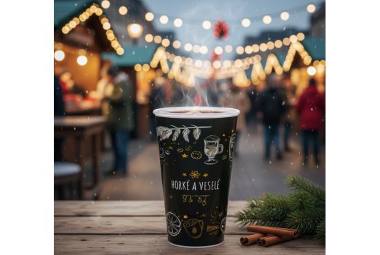 Vratný kelímek 0,3 l s potiskem - Vánoce - temně zelená